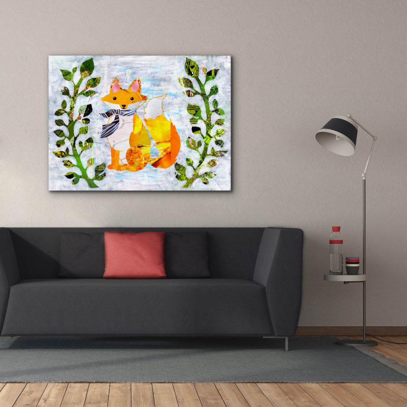 «Fox» par Artpoptart, art mural sur toile, H 40 po x l 54 po x P 1,5 po