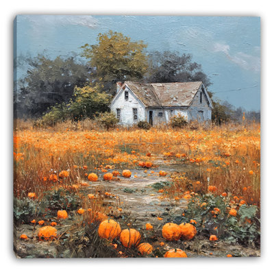Autumn Pumpkin Meadow Wrapped Canvas Wall Art