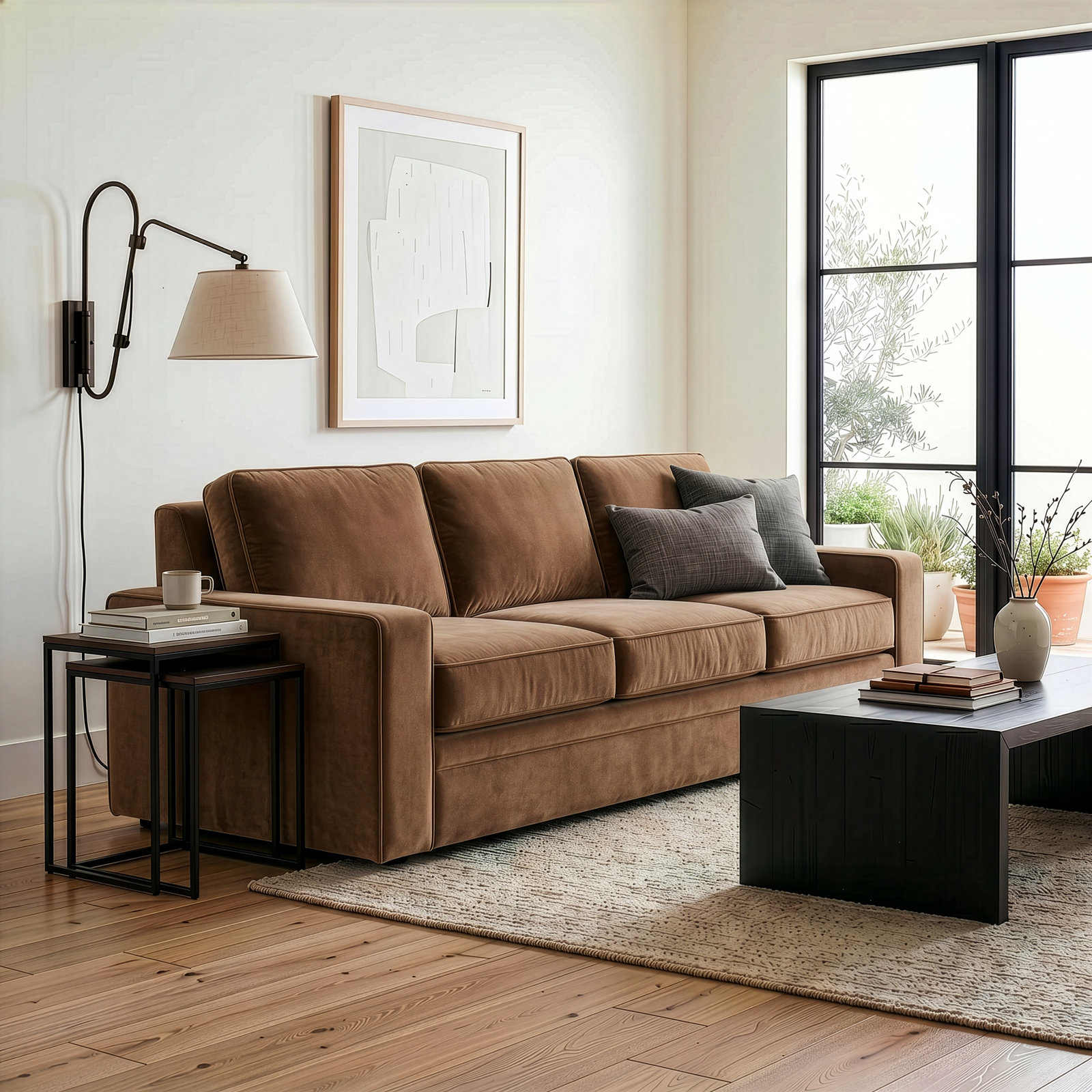 100'' Upholstered Sofa, Andrew Cognac