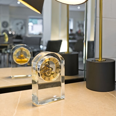 Roman Numeral Glass Mechanical Tabletop Clock