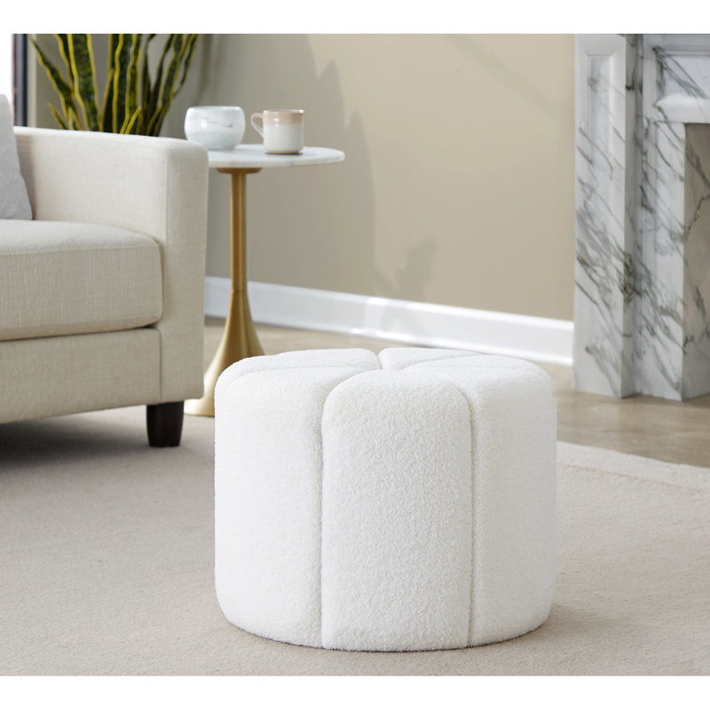 Tissu blanc avec style contemporain, surface texturée élégante, rembourrage en mousse, L 20 po x l 20 po x H 15 po, multiusage, sans assemblage, limite de poids de 250 lb, motif d'intérieur seulement avec motif, assemblage