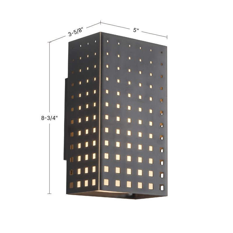 Astoria 9-in Black dimmable LED Wall Sconce, Antique Brass