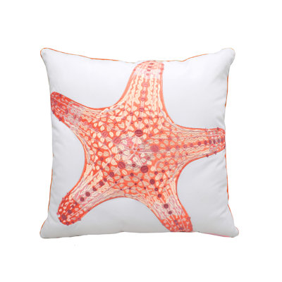 Blue Starfish Embroidered Indoor / Outdoor Olefin Pillow