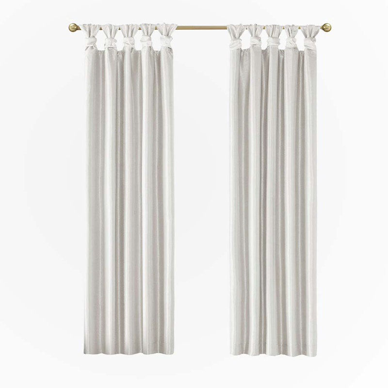 Twist Tab Lined Window Curtain Panel(Only 1 Pc Panel), 50" W x 84" L, Light White