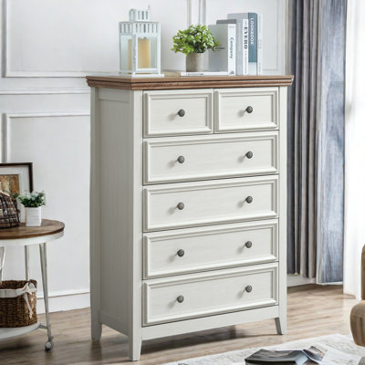 Jevonne Dresser With 6 Drawers, Metal Handles And Wood Grain Surface by Winston Porter