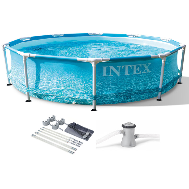 Round Frame Set Pool 30'' H x 120'' W x 120'' L , with Pump Included