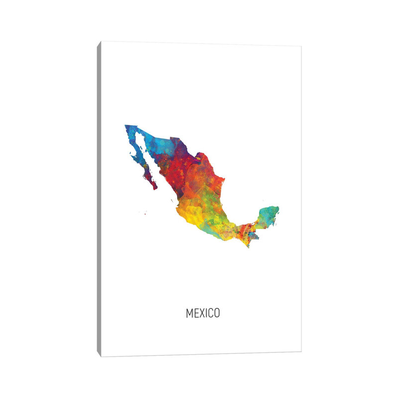 Mexico Map by Michael Tompsett - Wrapped Canvas Art Prints, 20.32 cm H x 30.48 cm W