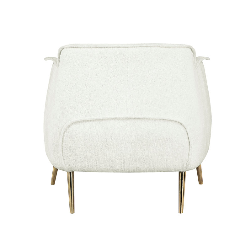 Fauteuil d'appoint blanc Boucle pour espace de vie principal avec pieds en métal robustes, fabrication robuste et or, White