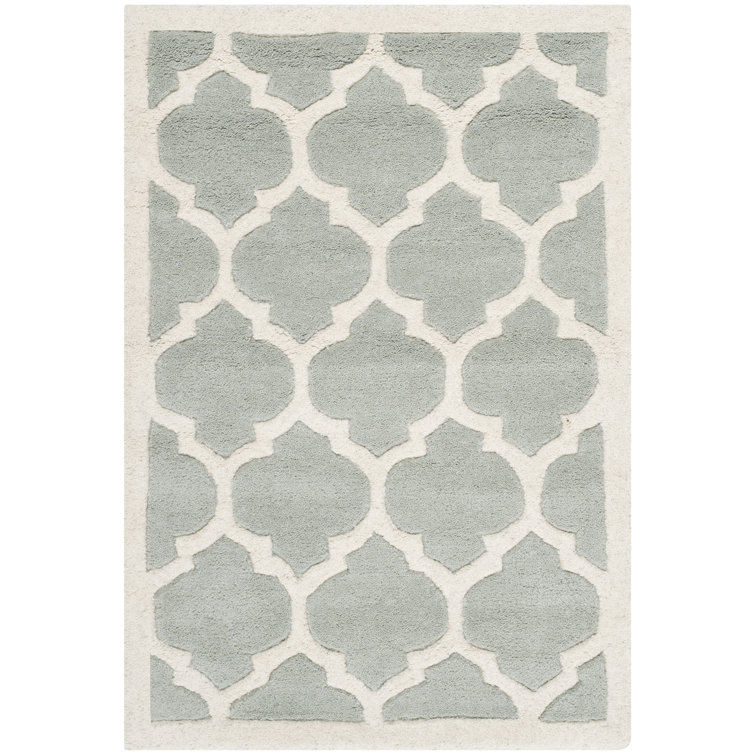 Tapis bleu clair en laine touffeté à la main Carolene