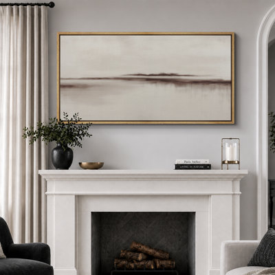 Minimalist Neutral Horizon Abstract Landscape Calm Wall Decor Extra Large Pictures Framed Canvas Print Wall Art