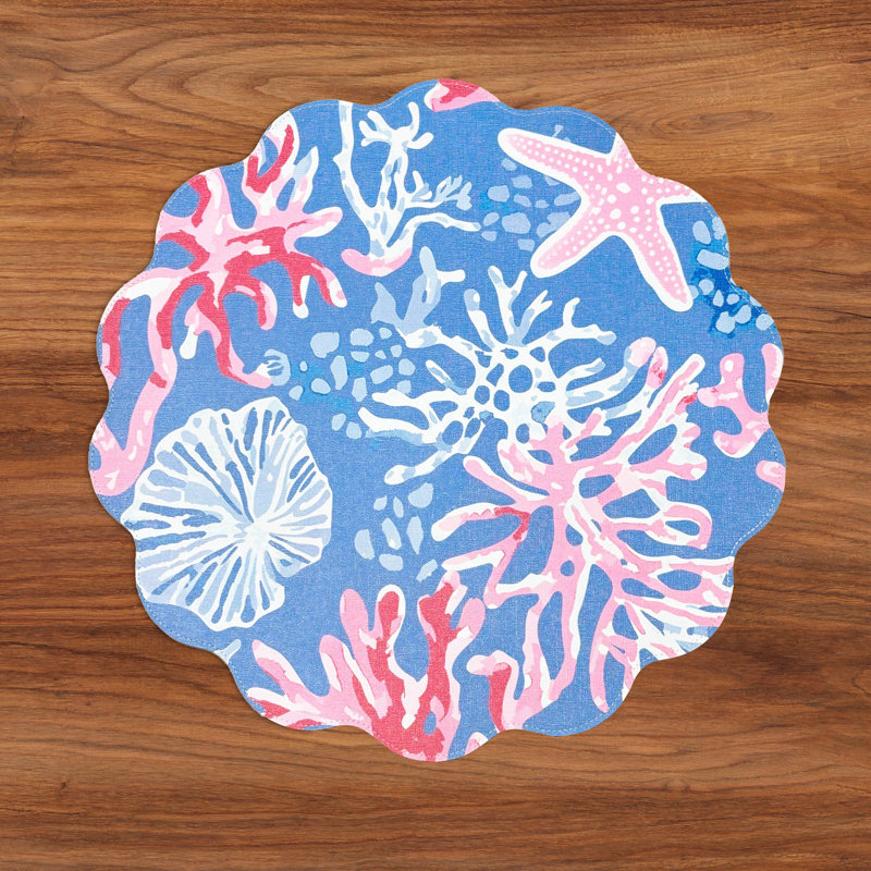 Vida Sealife And Rattan Reversible Round Placemats