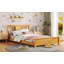 Structure de lit plateforme simple en bois massif avec tête de lit, lit de plancher à profil bas avec lattes de soutien, naturel-658451960