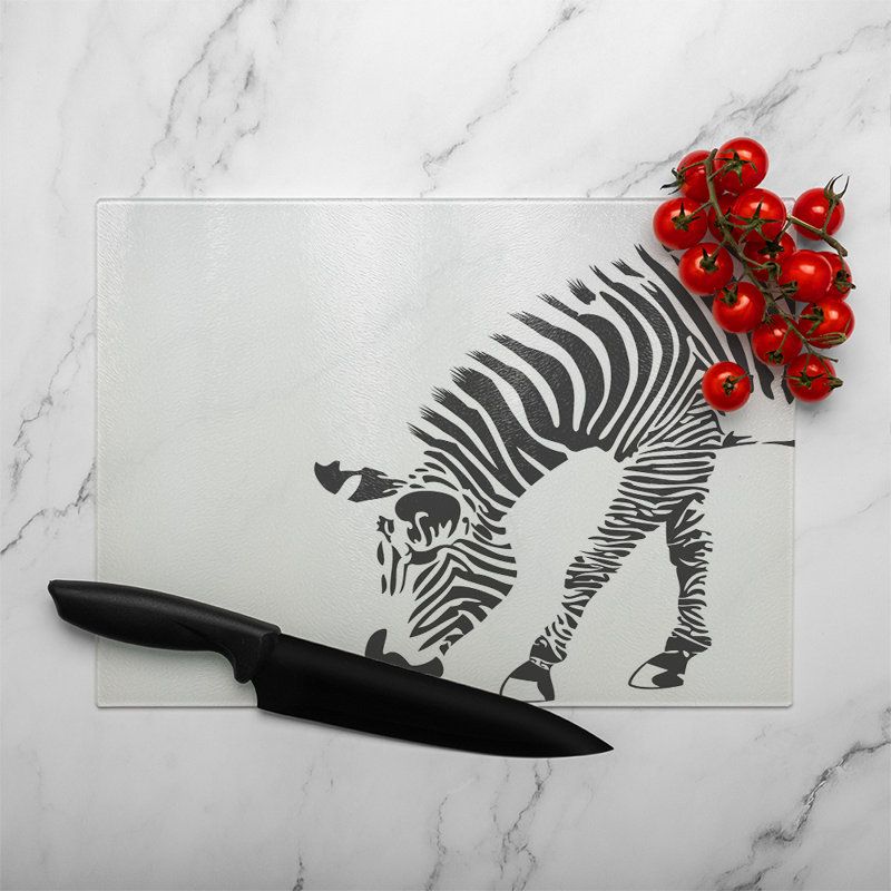 Zebra Glass Chopping Board, 40cm L x 28cm W