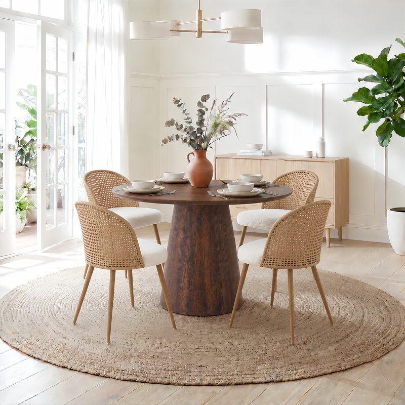 Ensemble de table de salle à manger 45,2 po brun noyer moderne avec chaises rembourrées