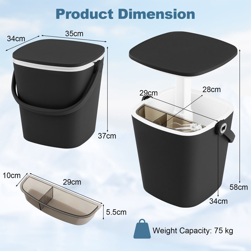Baljinder Rectangular Extendable Outdoor Side Table , 35cm cm W 13.38cm cm D, Black