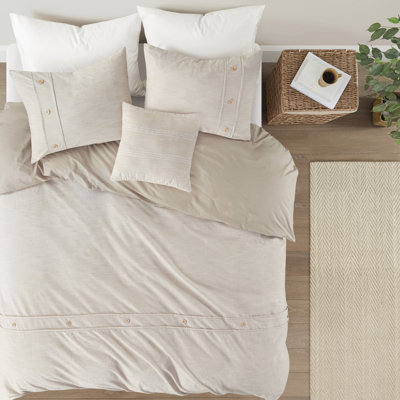 5 pièces de literie en coton biologique - très grand / très grand, housse d'édredon surdimensionnée avec insert et traitement naturel, lavable à la machine