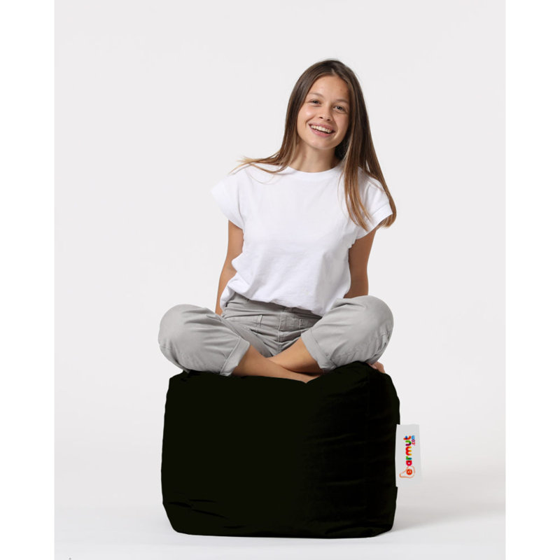 Élégant pouf de jardin noir de 17,7 po x 17,7 po x 17,7 po | 100% polyester imperméable avec rembourrage en styromousse de perles d'origine | Système de fermeture à glissière cachée, conception moderne pour le divertissement et la détente en plein air
