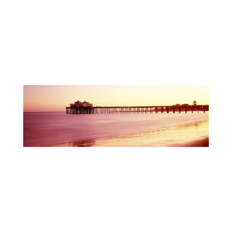Pier At Sunrise, Malibu Pier, Malibu, Los Angeles County, California, USA by Panoramic Images - Wrapped Canvas Panoramic Print