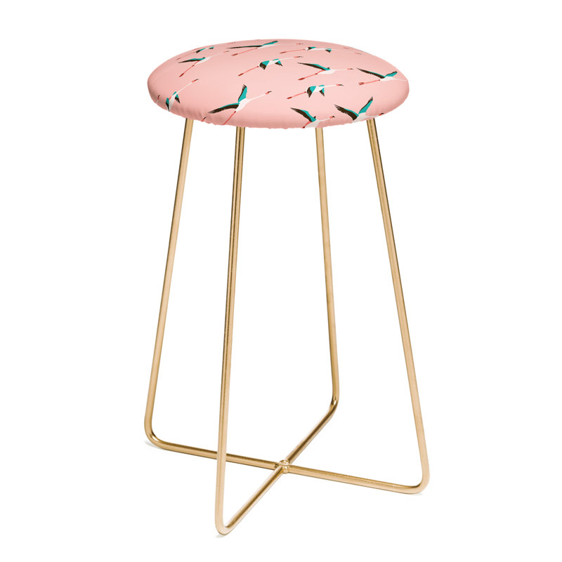 Upholstered Counter Stool with Metal Frame