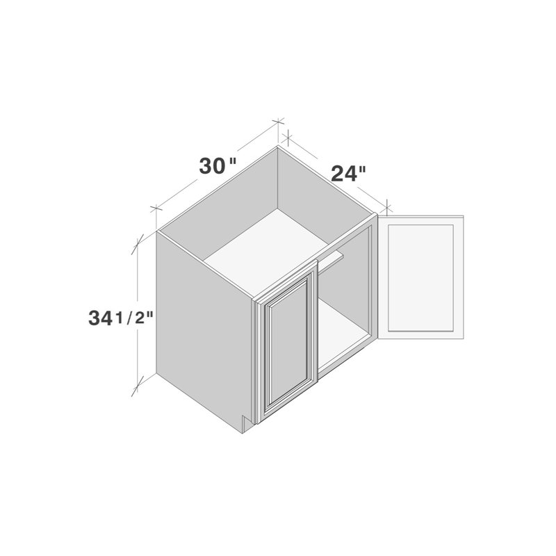 Armoire de base double pleine hauteur de style shaker DL Cabinetry (prête à assembler) l 30 po x H 34,5 po x P 24 po, 30"