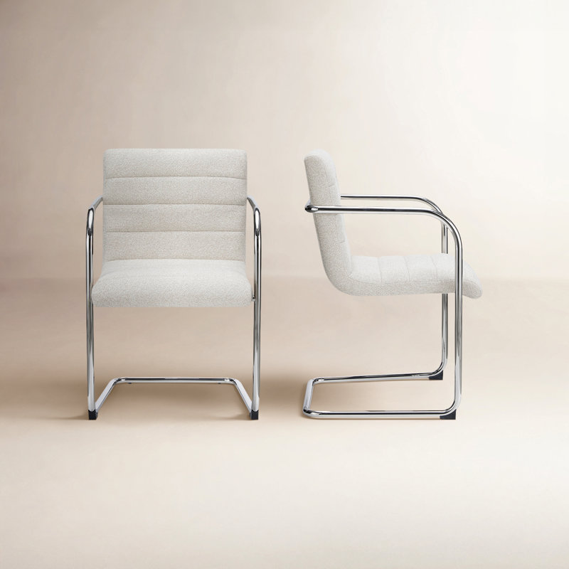 Pedro Dining Chair Mohair Set of Two, Beige