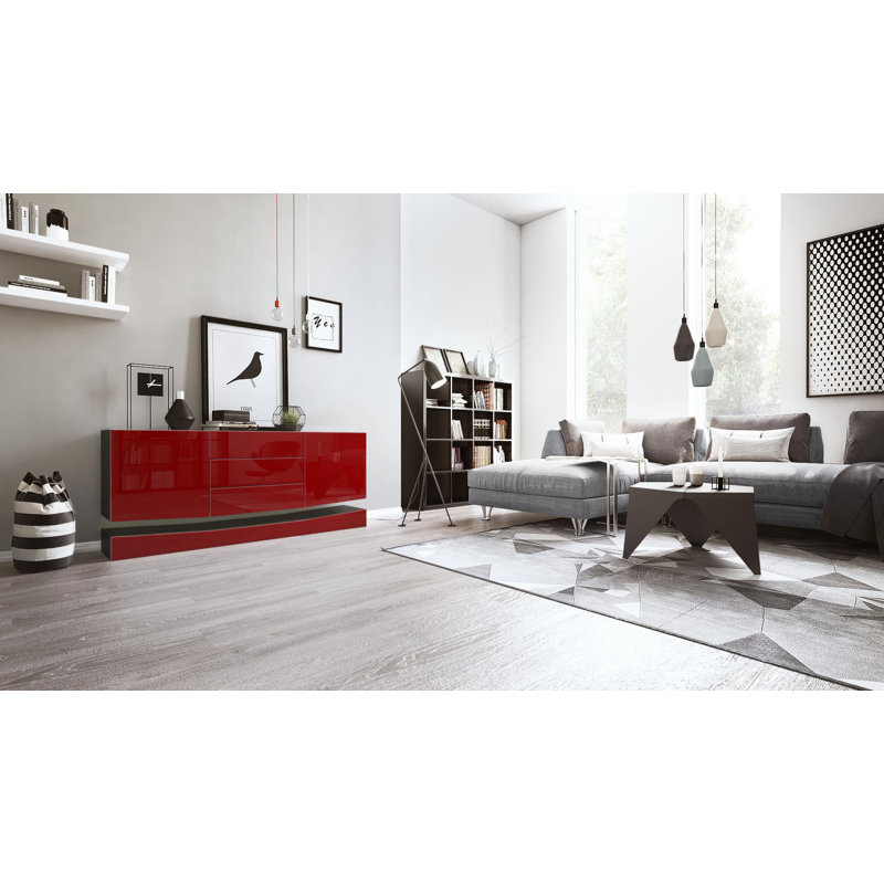 Mccool 178 Cm Wide 3 Drawer Sideboard, Burgundy