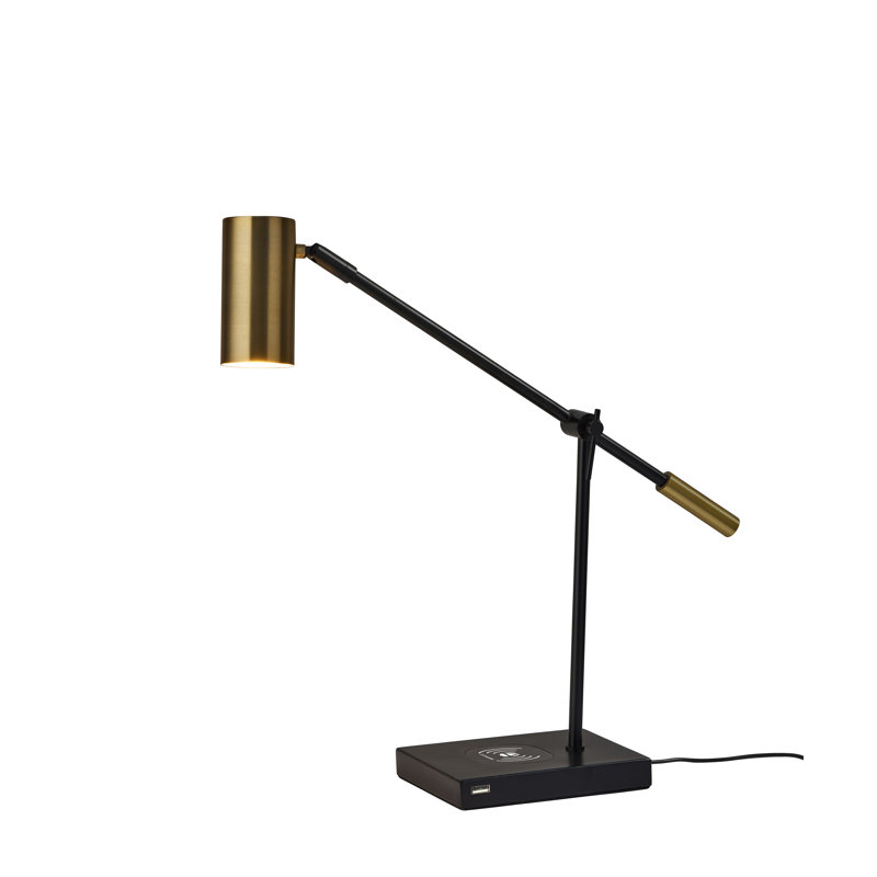 Allesandro Adjustable Metal USB Desk Lamp, Black