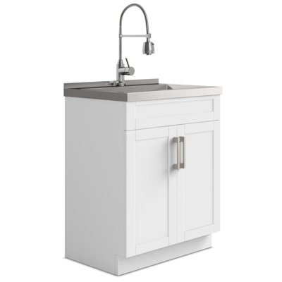 Armoire de buanderie avec robinet et évier en acier inoxydable