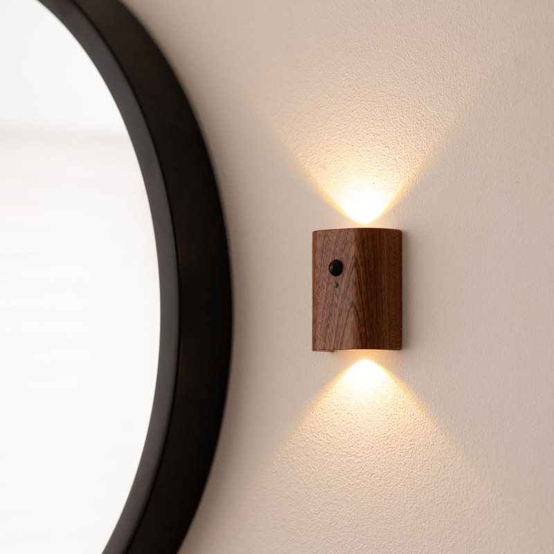 Manufactured Wood LED Flush Mounted Sconce, Brown