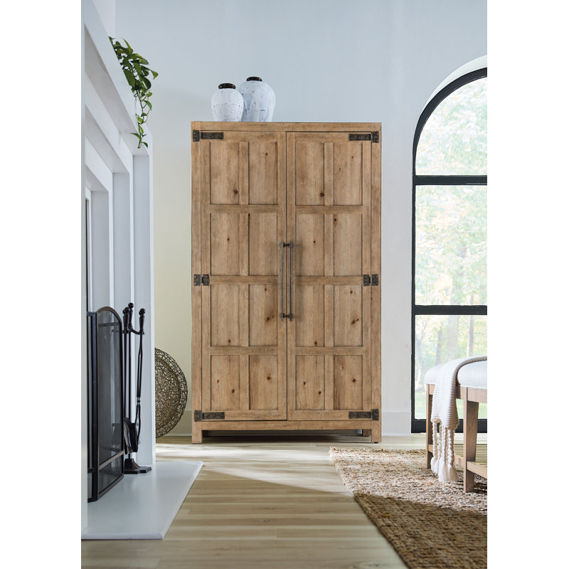 Rustic Black Oak Veneer Wardrobe with Mirror