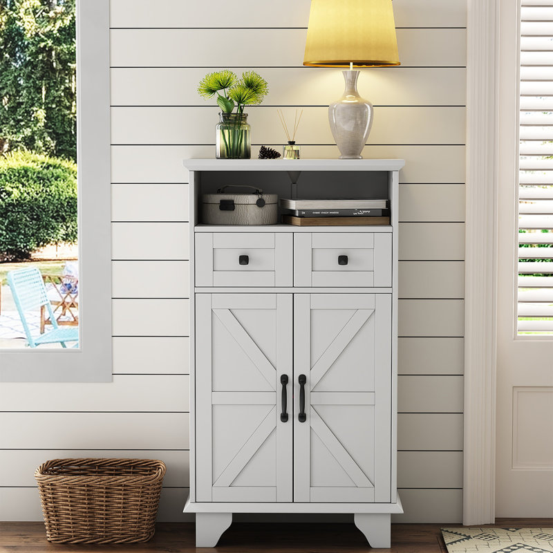 41'' H X 24'' W Freestanding Tall Bathroom Cabinet,Solid Wood bathroom storage cabinet with 2 Doors & 2 Drawers, White