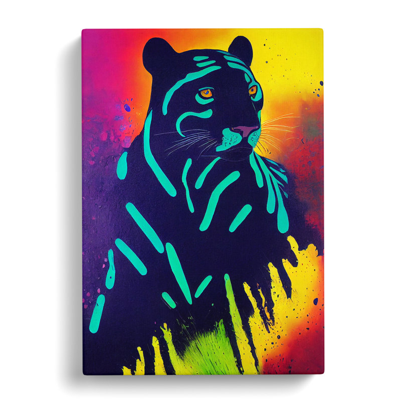 CAN-V0523-1736X Panther Hydrodipped - Wrapped Canvas Print, 60cm H x 40cm W x 3cm D