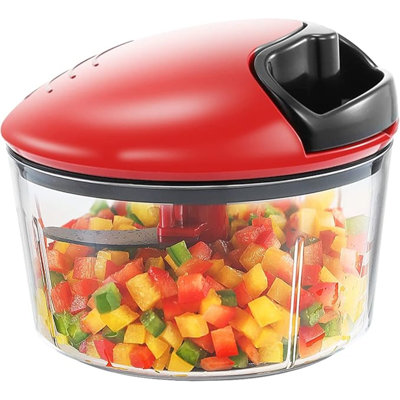 Food Chopper Manual, Onion Garlic Vegetable Cutter Easy To Clean, Hand Nut Chopper For Vegetable, Fruit, Salad, Etc - 2.5 Cup (Red)