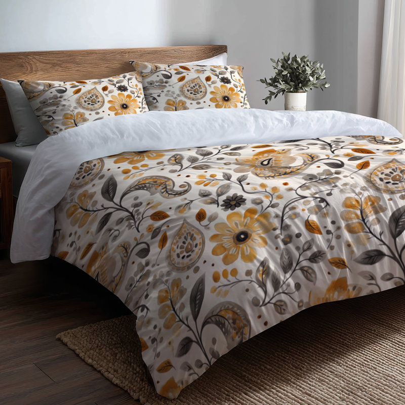 Ensemble de literie Country Farmhouse 3 pièces - Housse de couette et coussin décoratif brun