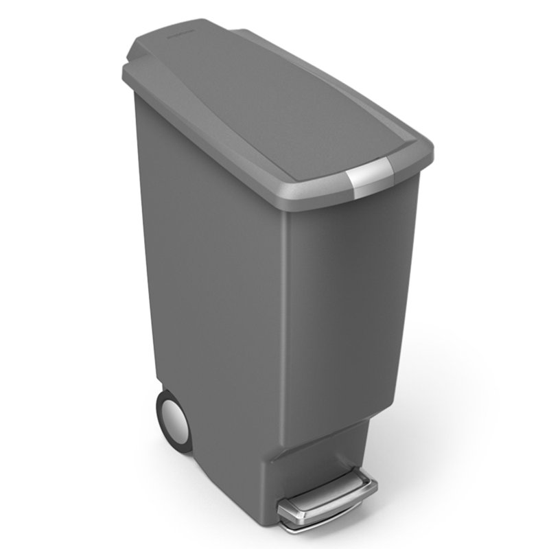Simplehuman 40L Plastic Slim Pedal Bin, Grey