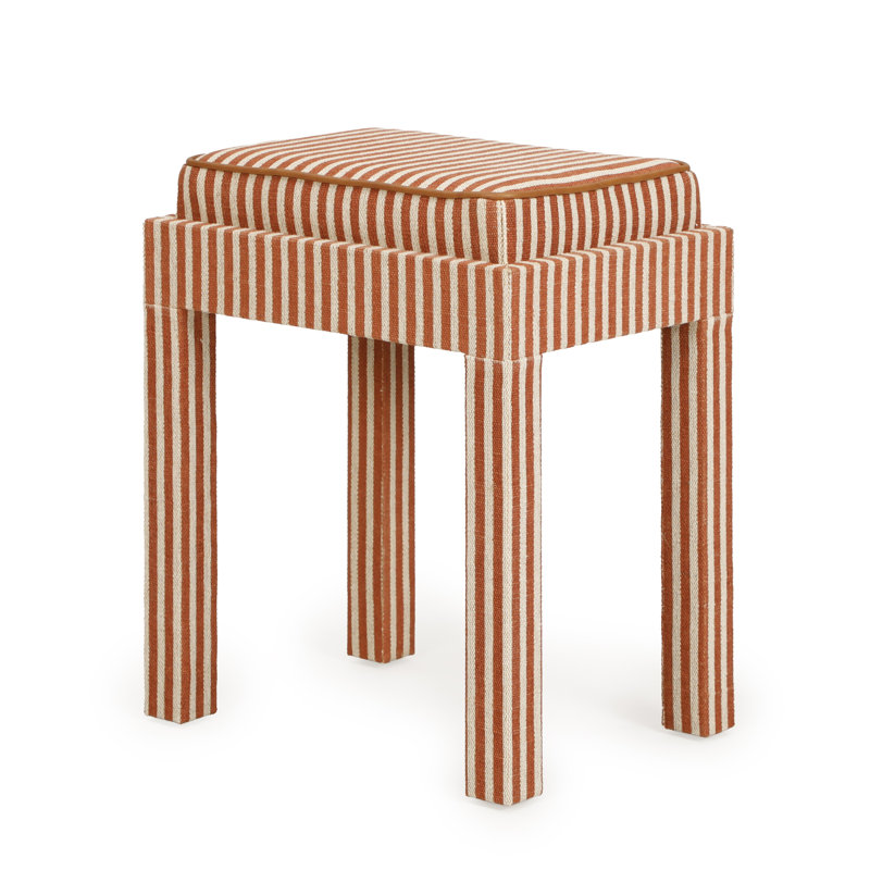 Tabouret de designer en coton et terre cuite Kora, Rouge