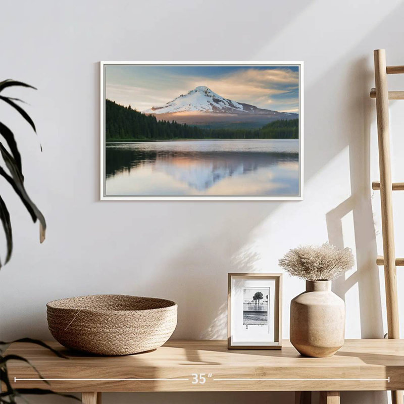 Mount Hood Panorama, Floating Frame White, 19" X 13"