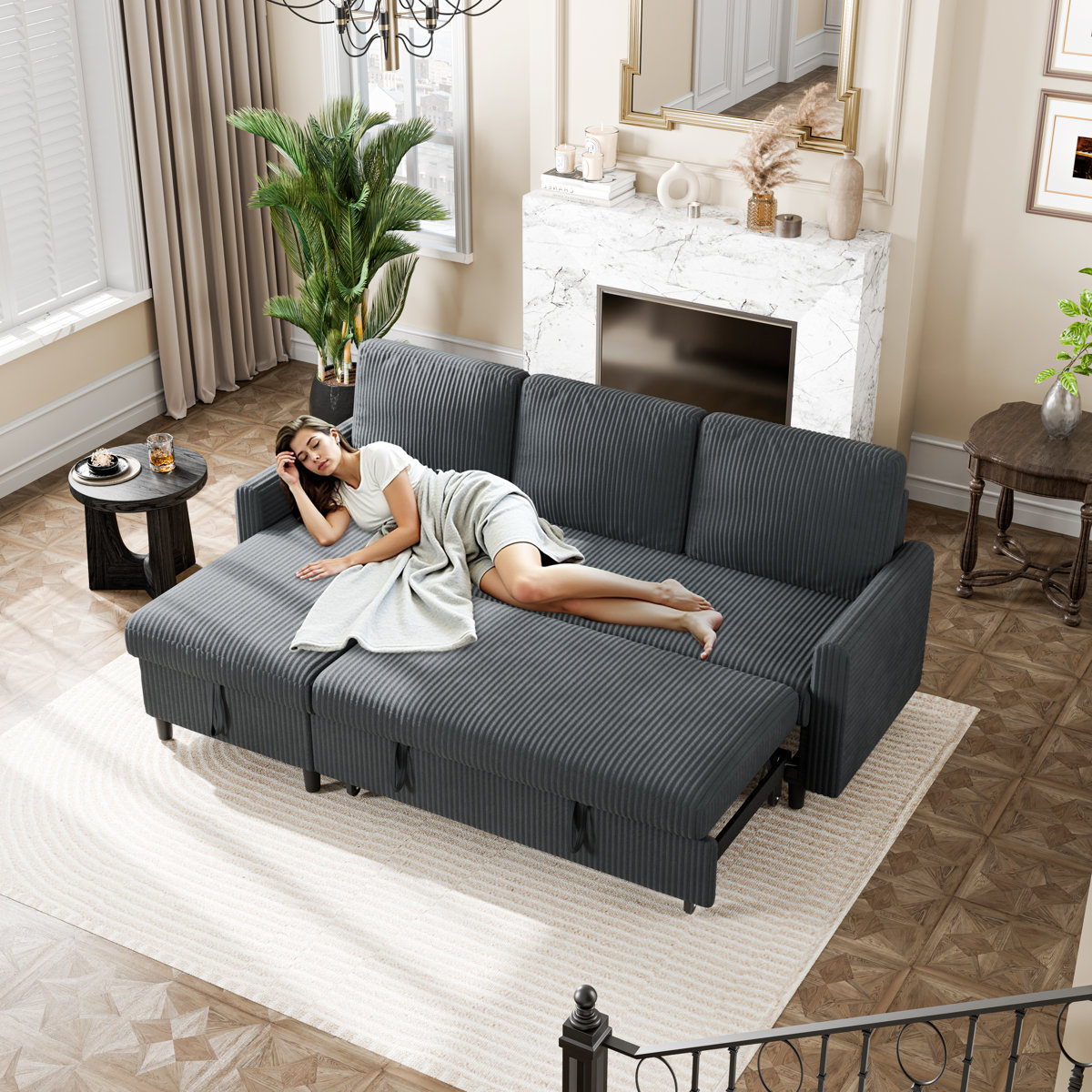 Ebern Designs 77.2" Upholstered Sleeper Sofa Bed & Reviews | Wayfair