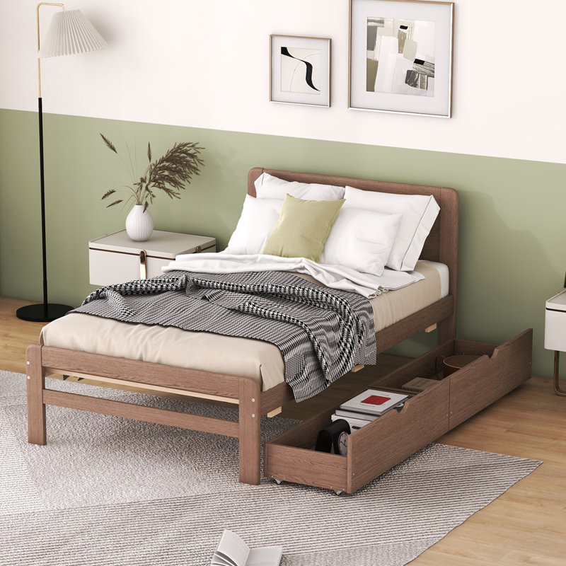Emberlynne 35.4" Bed Frame, Walnut