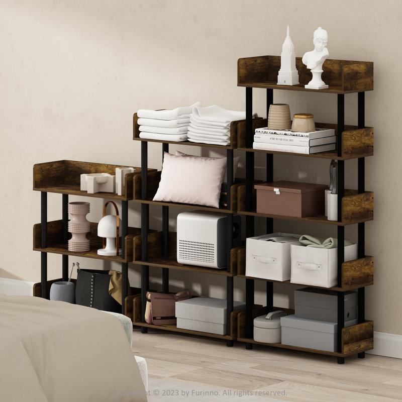 Kishor 59.9cm W Manufactured Wood Storage Rack, Amber Pine/Black