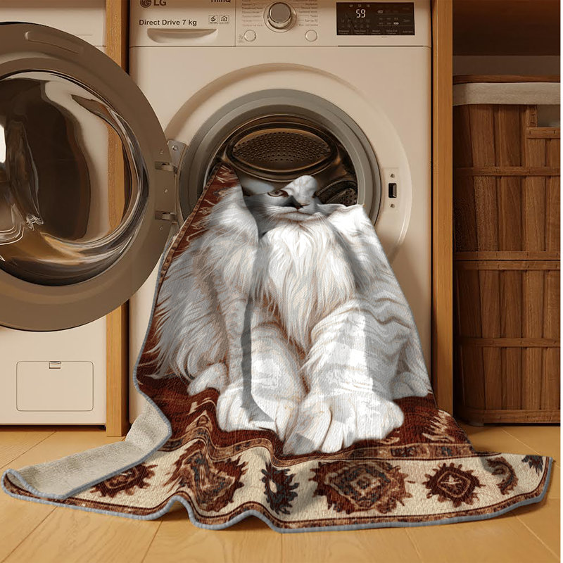 Tapis lavable Angora Turkish Cats, Rond 3 pi