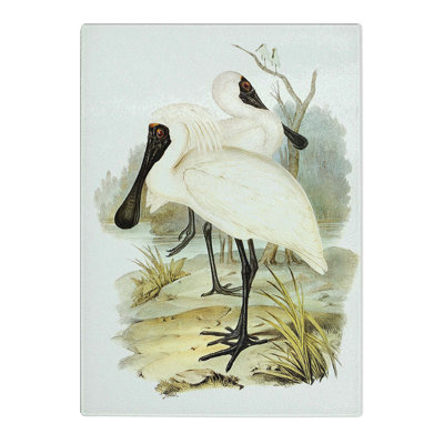 Tempered Glass Royal Spoonbills by Elizabeth Gould Chopping Board