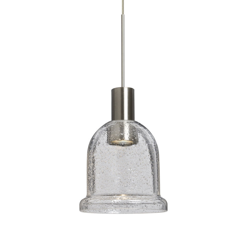 Hannah 1 - Light LED Single Pendant, Satin Nickel, Clear