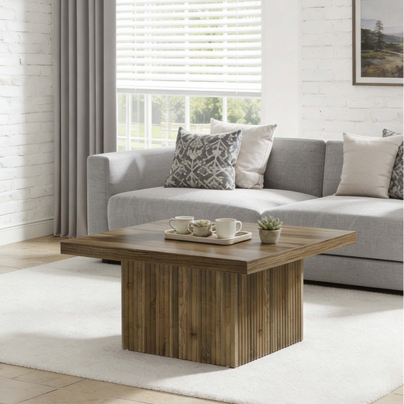 Table basse carrée en bois, Brun