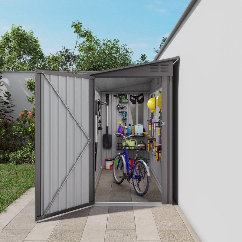 Outdoor Storage Shed with Sloping Roof, 2 vents and 1 Side Open Door