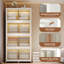 Ensemble de 4 bacs de rangement empilables en plastique, boîtes de rangement pliantes avec portes et roues 144 pte