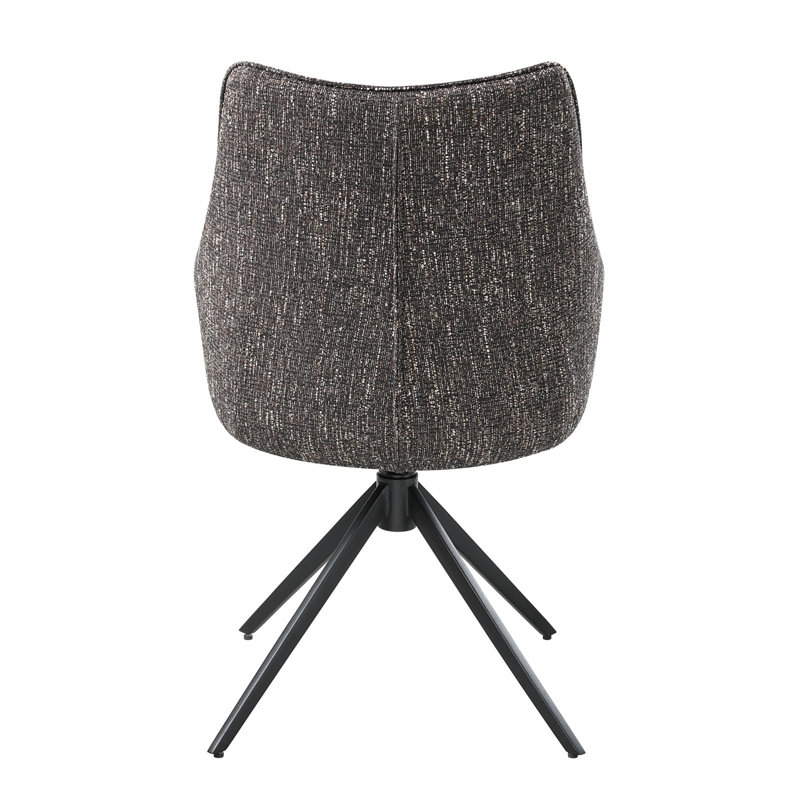 Chaise d'appoint en chenille Malika brun gris avec pivot (ensemble de 2)