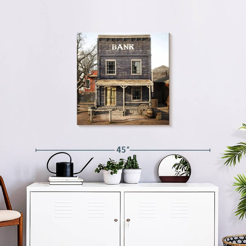 Lelar Western Town Bank, H 24 po x l 24 po