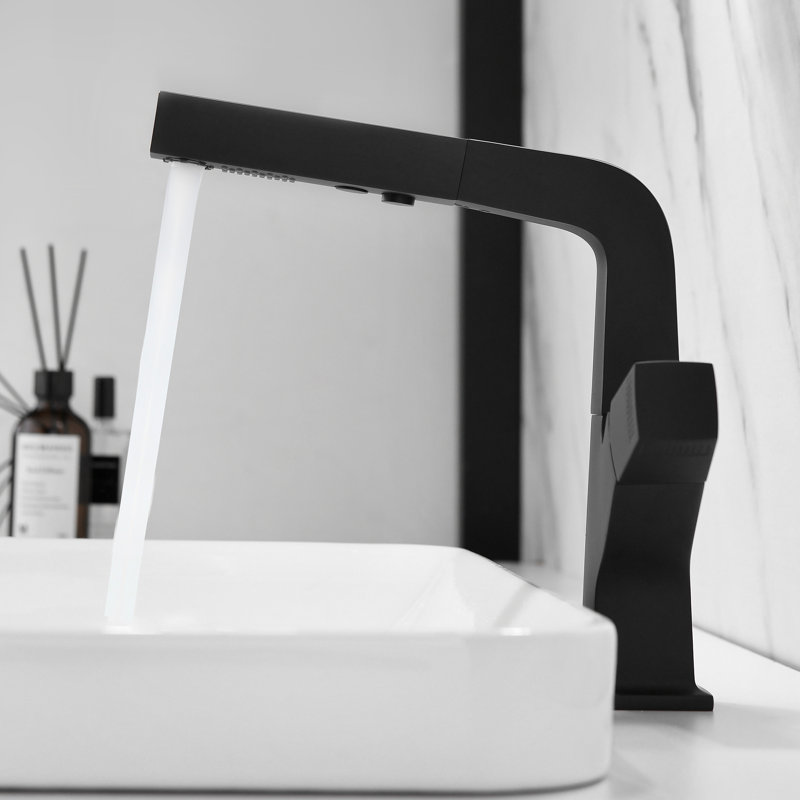 Robinet de salle de bain monocorps et monocommande, Noir mat