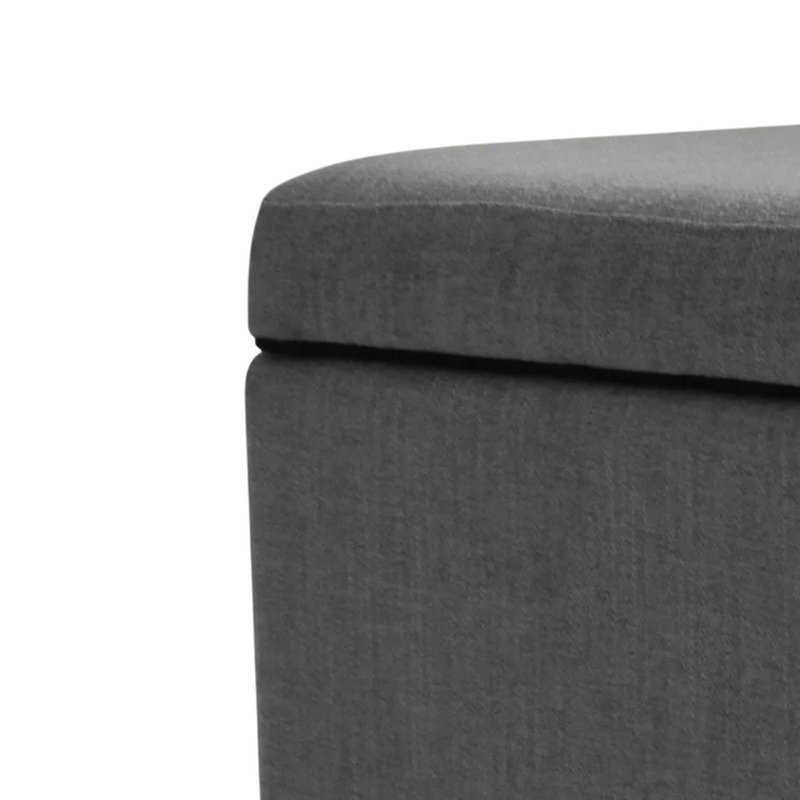 Storage Ottoman, Grey Fabric, Soft Cushions, Caster Wheels, 24 Inch